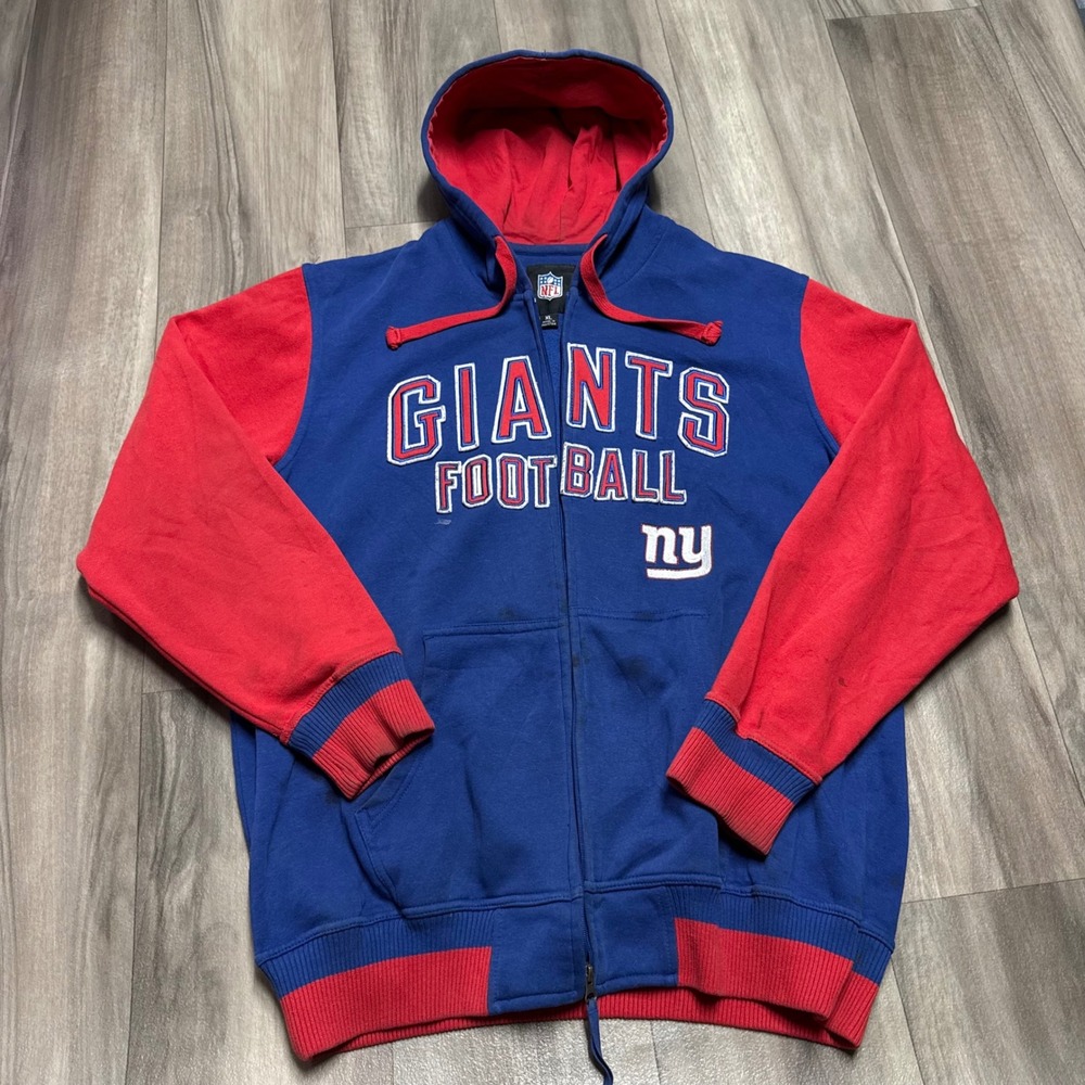 NFL New York Giants Full Zip Hoodie Mens XL Blue Red Colorblock Embroidered Logo